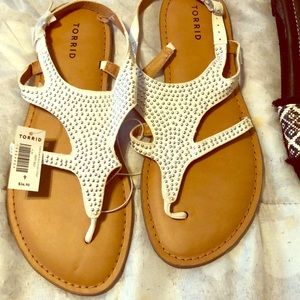 Size 9: White Studded Torrid Sandals